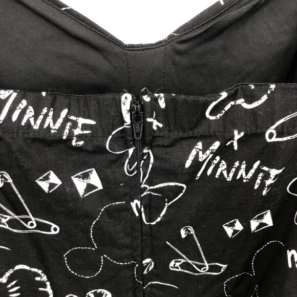Disney Minnie & Mickey Mouse Print Sleeveless Dress Women 16 Black White Fit Fla - Picture 7 of 13